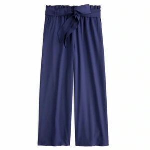 Point Sur J.crew navy blue stretchy waist wide leg crop pants size 14